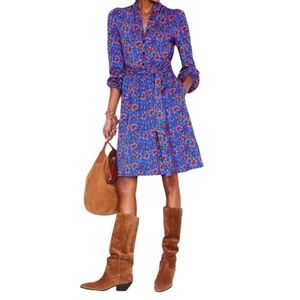 Boden Blue Floral Midi Dress